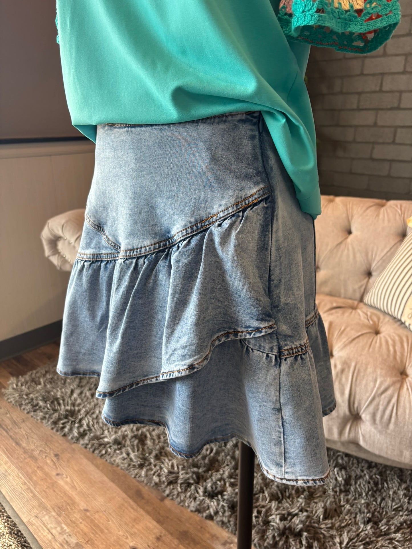 Taya Asymmetrical Denim Skirt
