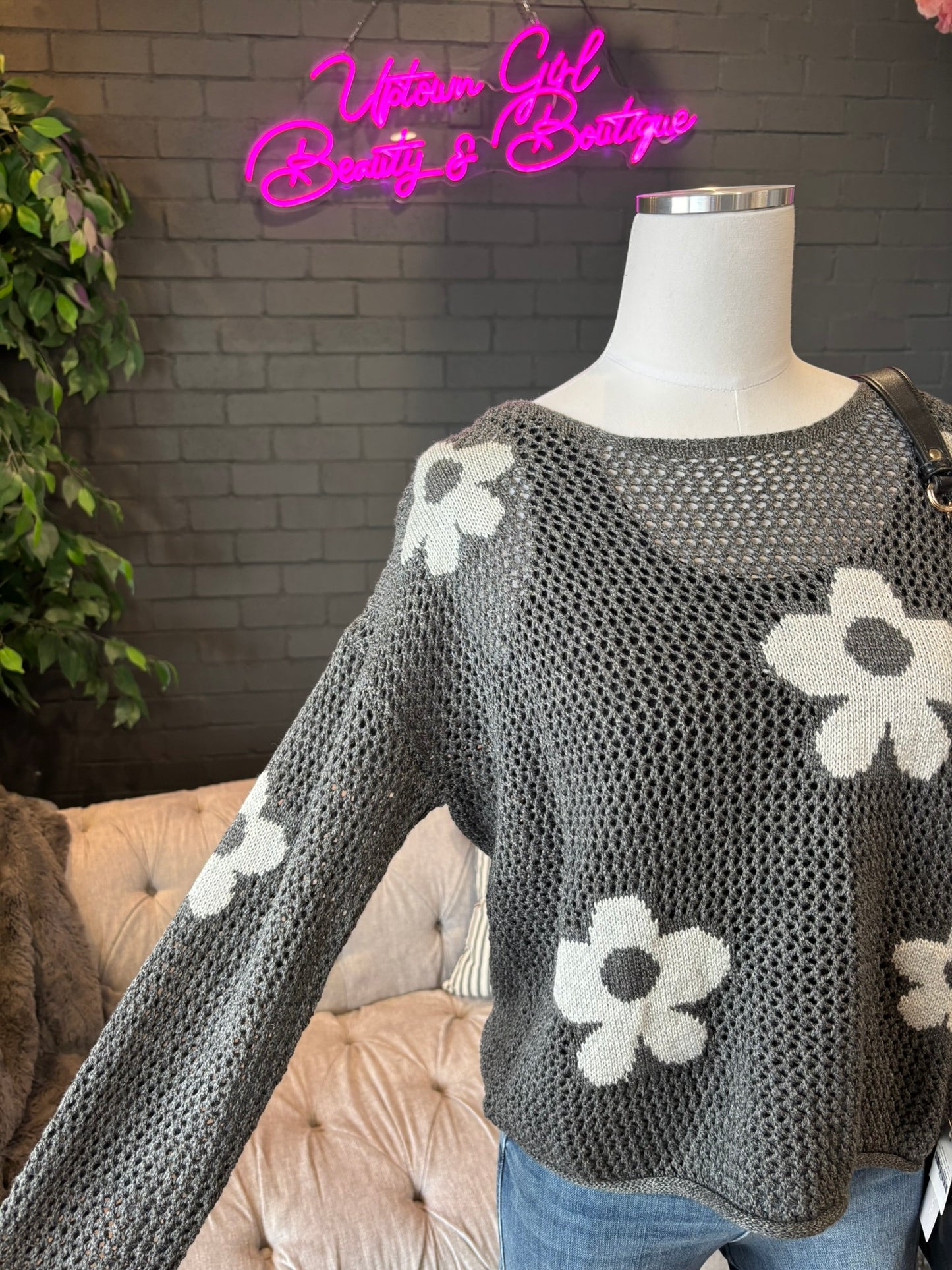 Daisy Crochet Knit Sweater