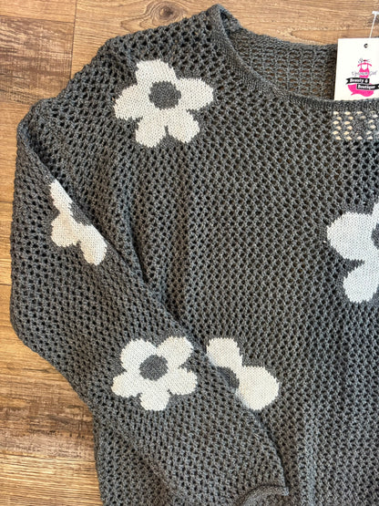 Daisy Crochet Knit Sweater