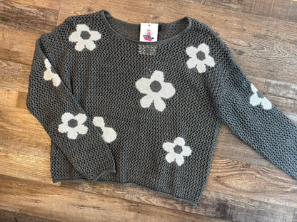 Daisy Crochet Knit Sweater