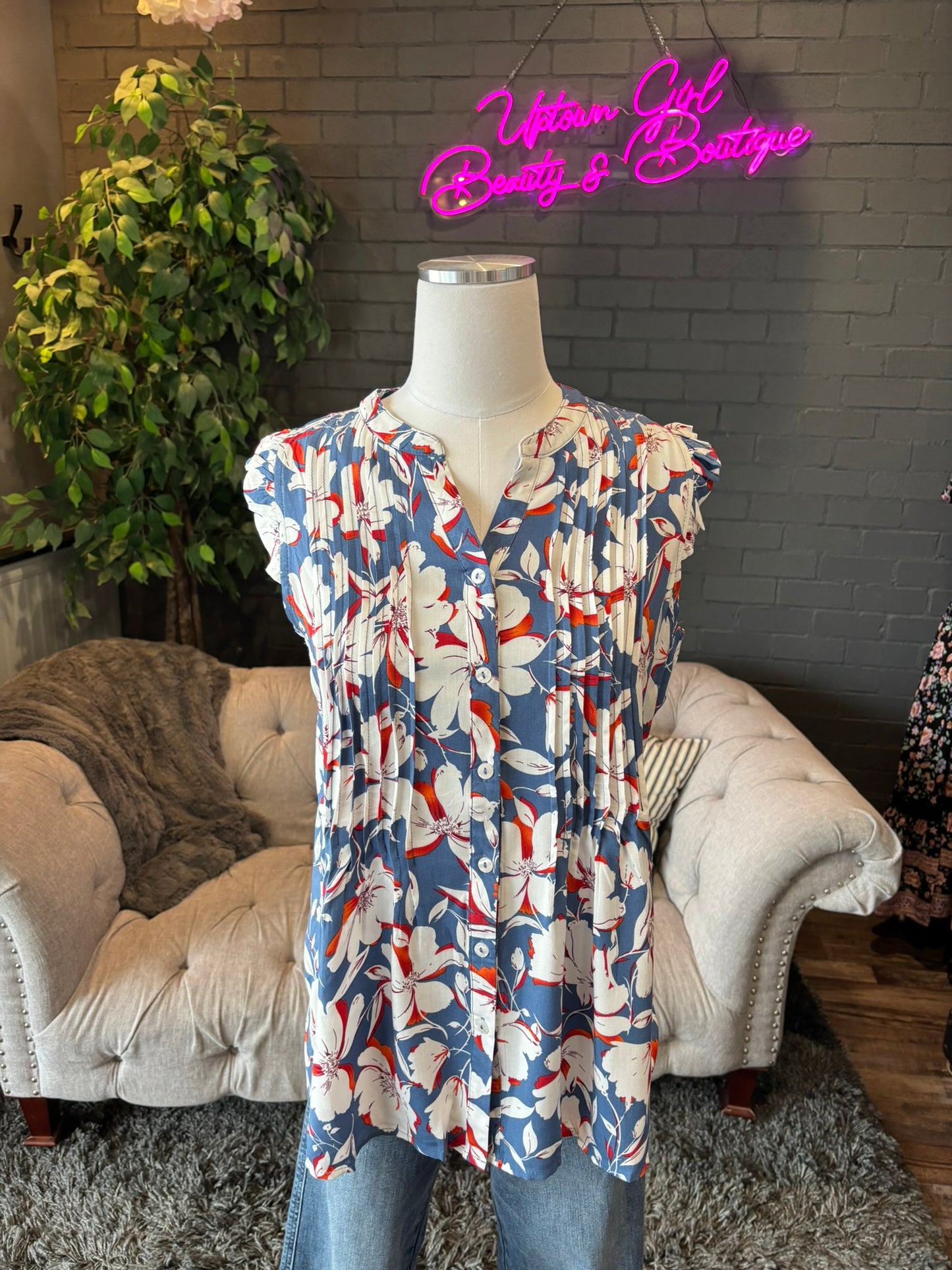 Margot Sleeveless Floral Blouse