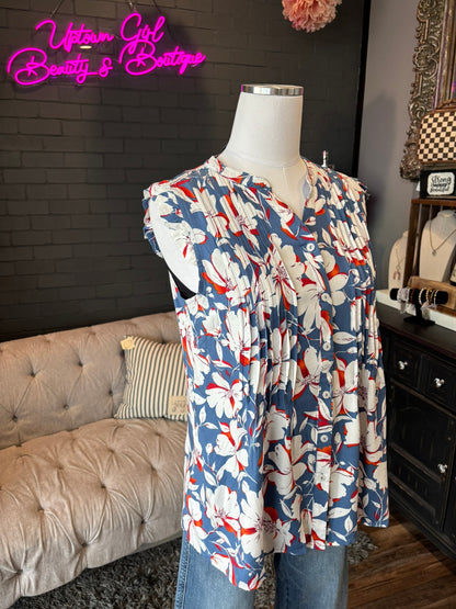 Margot Sleeveless Floral Blouse