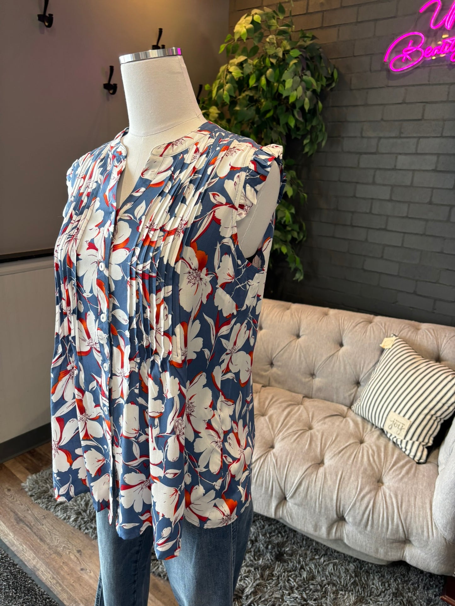 Margot Sleeveless Floral Blouse