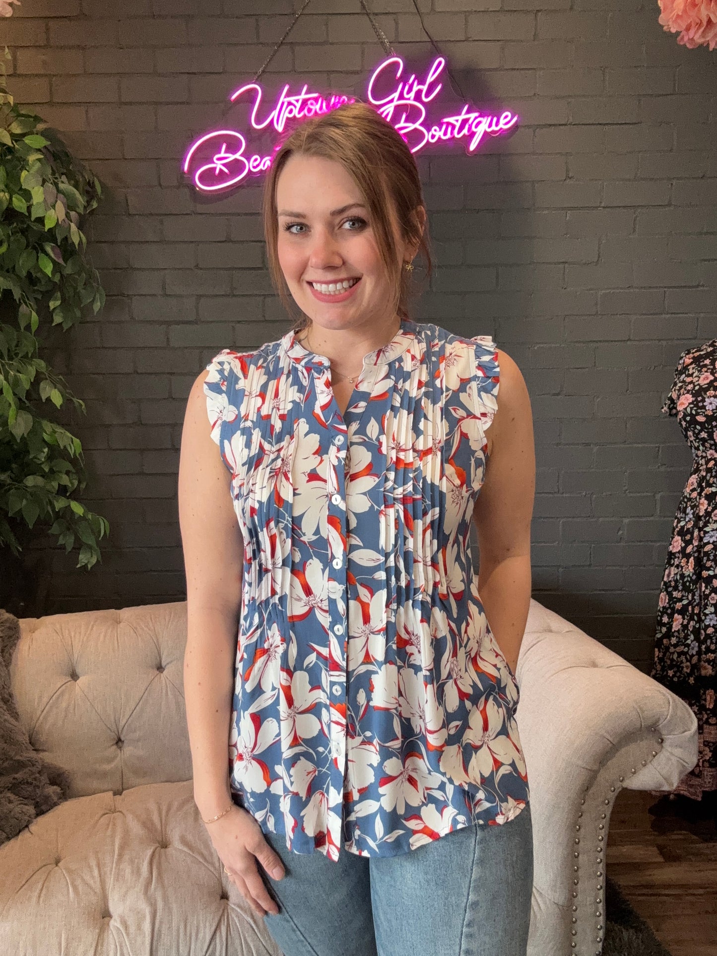Margot Sleeveless Floral Blouse