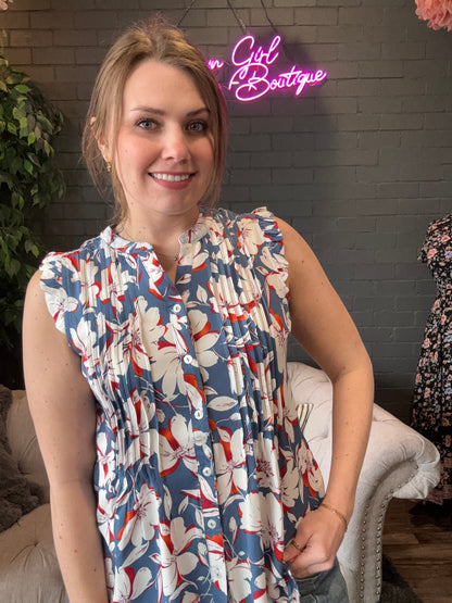 Margot Sleeveless Floral Blouse