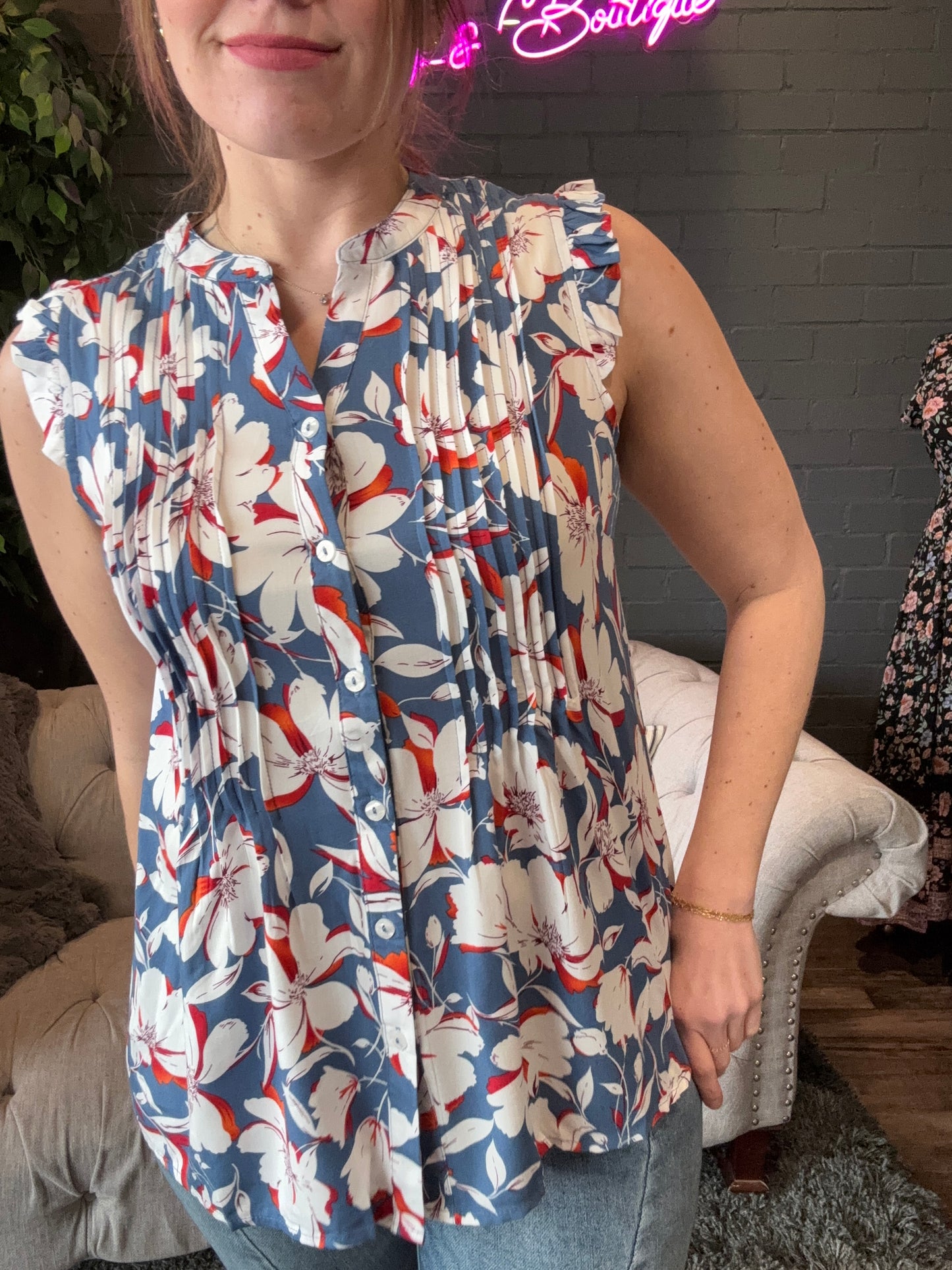 Margot Sleeveless Floral Blouse