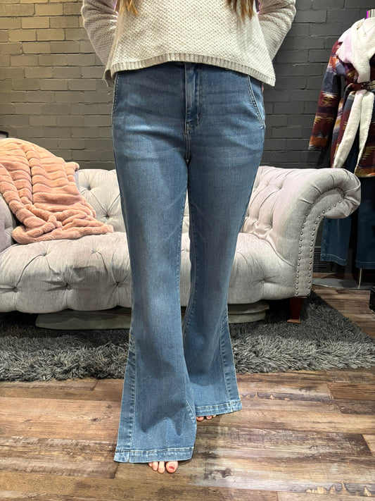 Clara Slit-Hem Flare Jeans