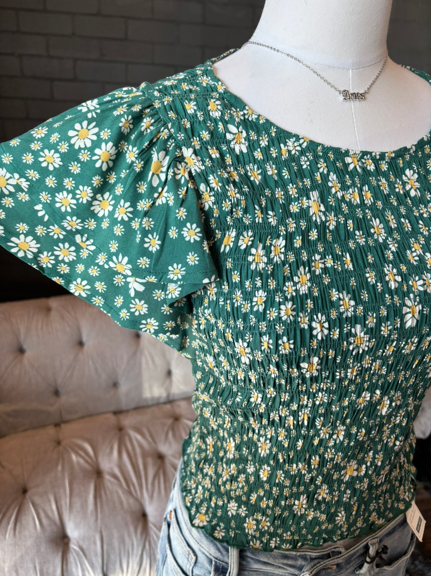 Daisy Smocked Ruffle Sleeve Top