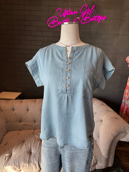 Nellie Chambray Henley Top