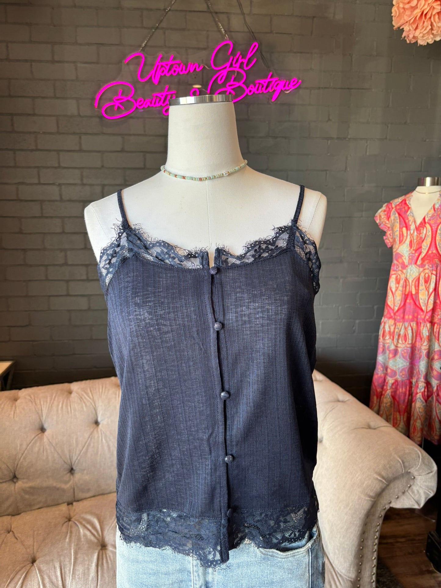 Midnight Lace Trim Cami