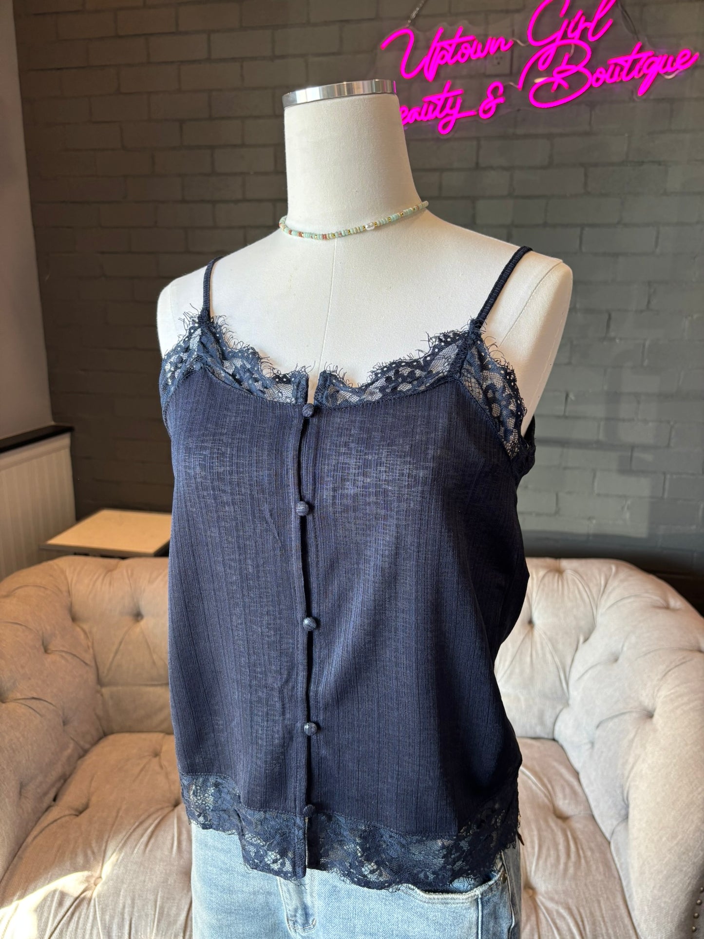 Midnight Lace Trim Cami