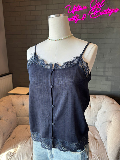 Midnight Lace Trim Cami