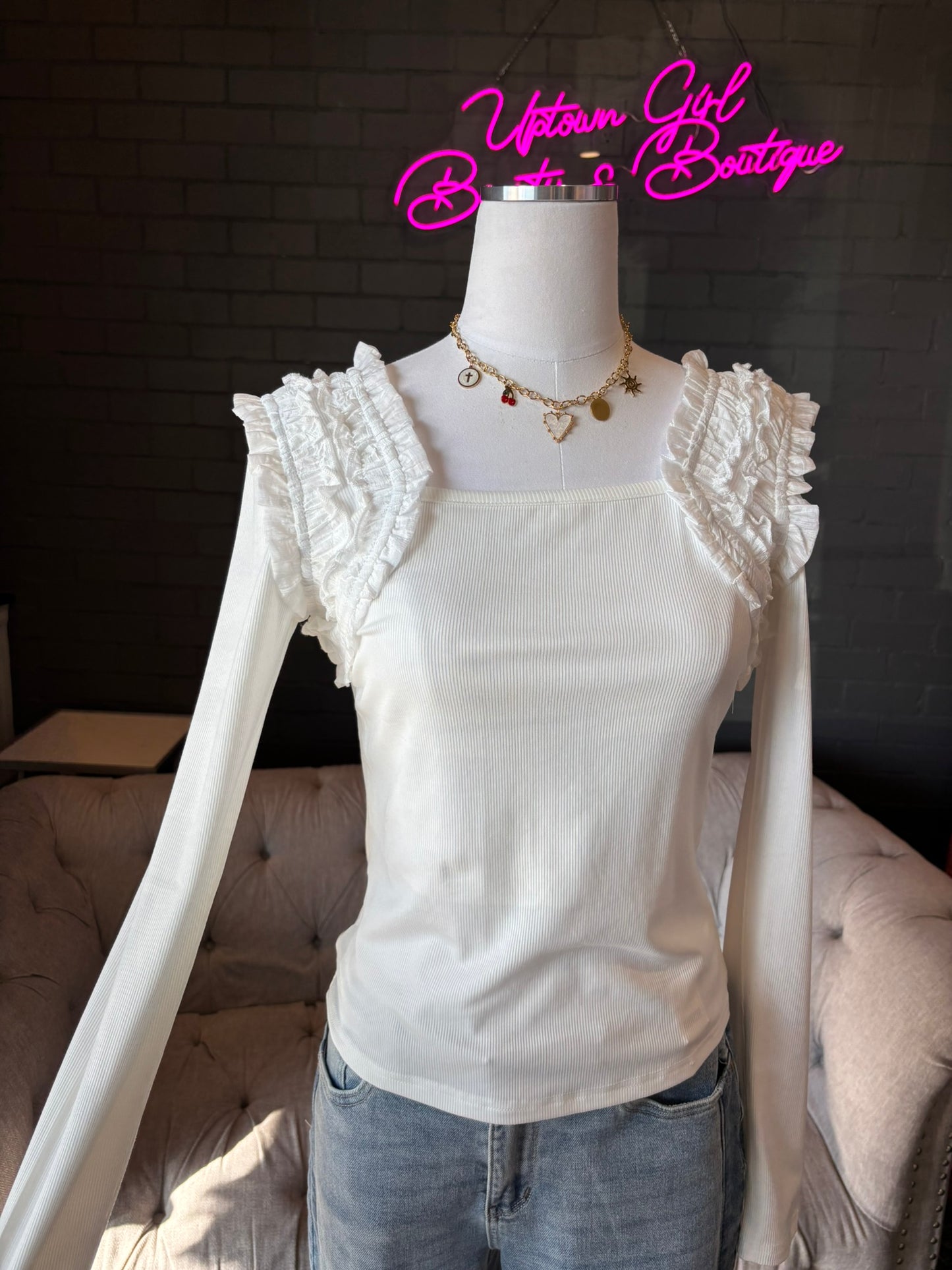 Martine Ruffle Accent Top