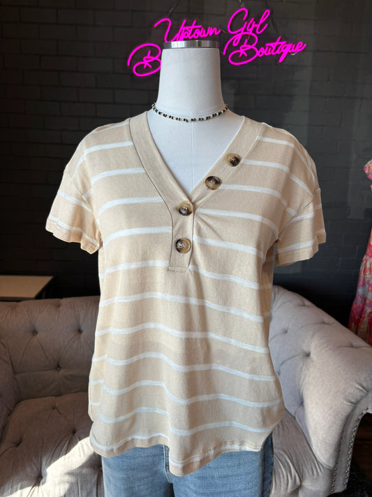 Kelly Button V-Neck Tee