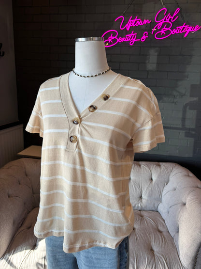 Kelly Button V-Neck Tee