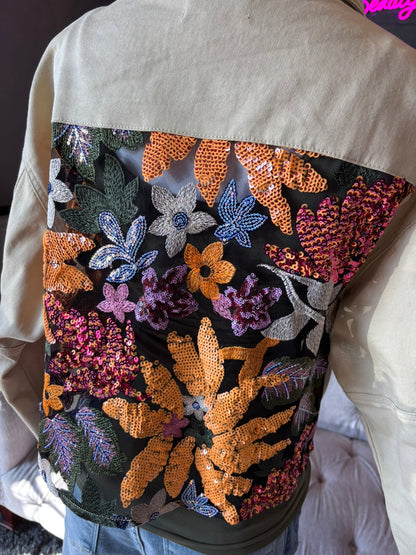 Genevieve Floral Lace Denim Jacket