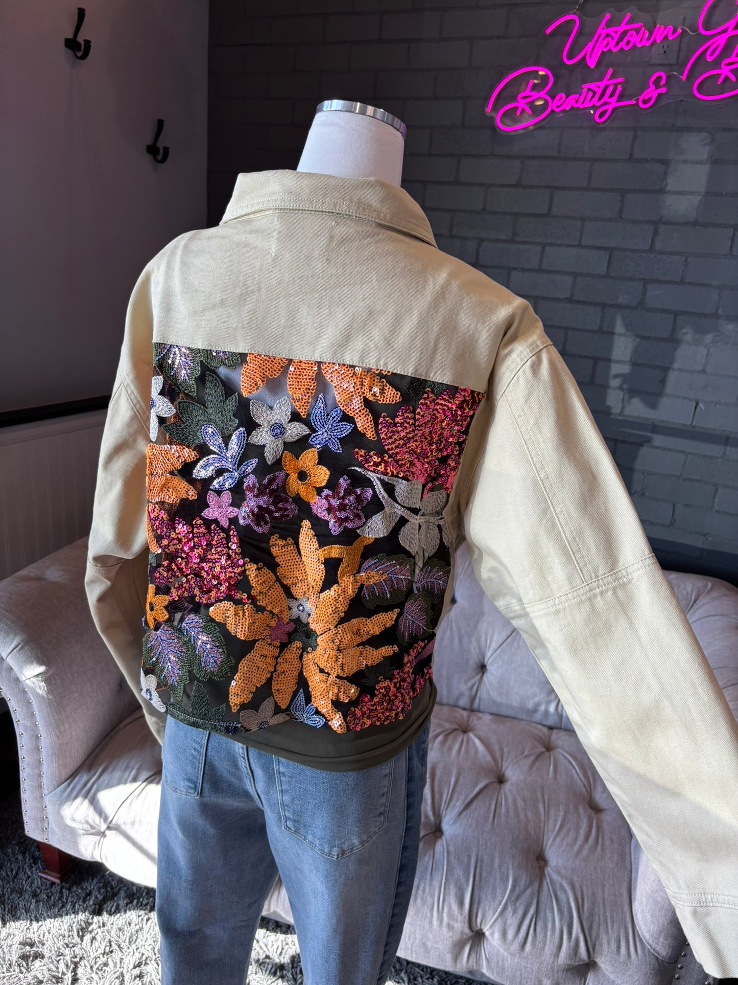 Genevieve Floral Lace Denim Jacket