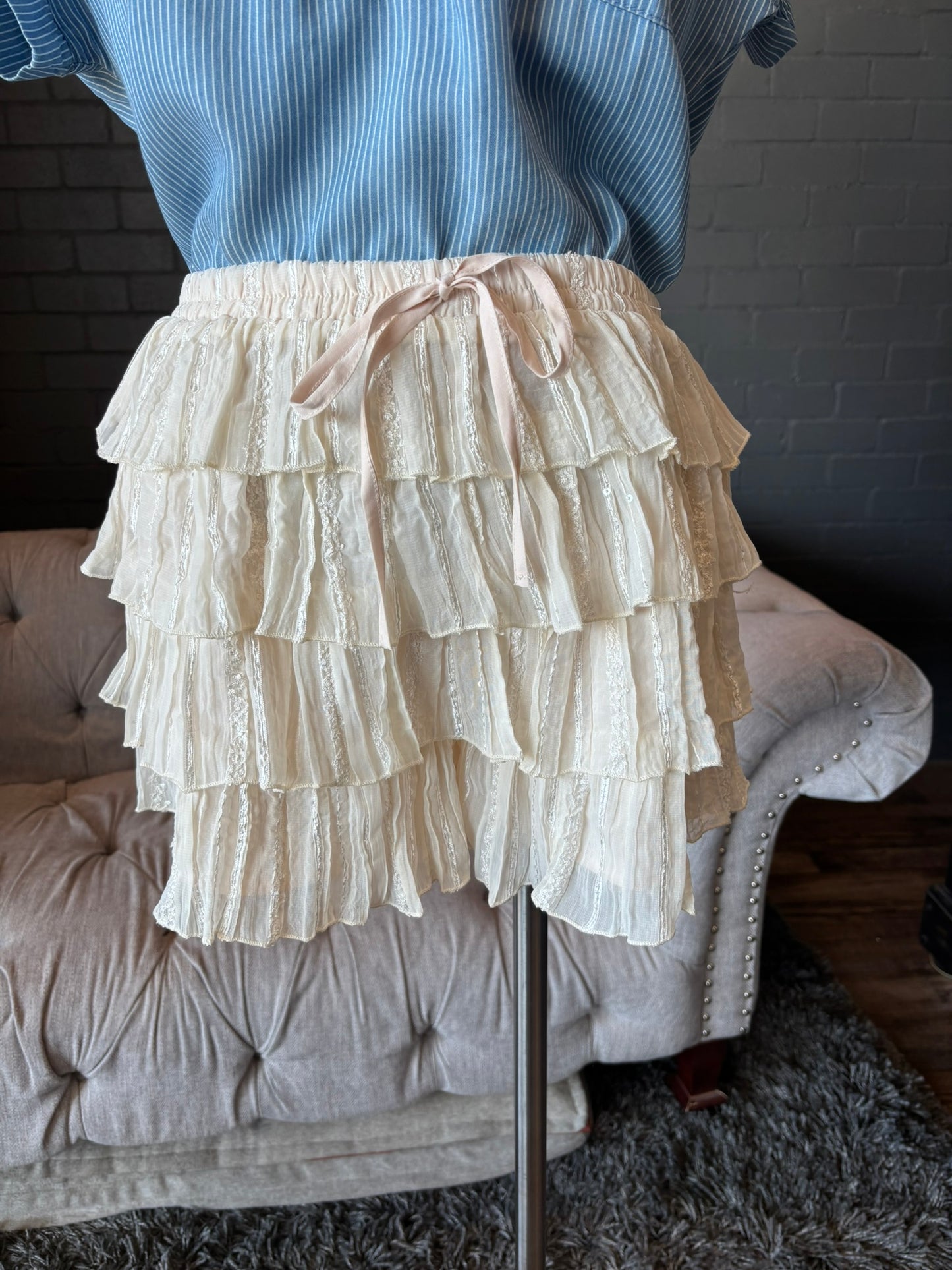 Lana Tiered Pleated Mini Skort