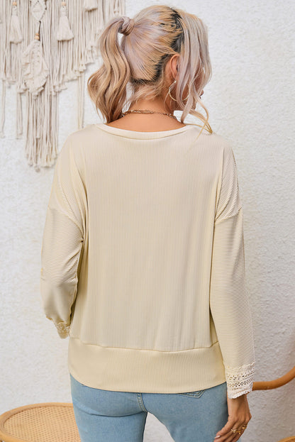 Avery Lace Trim Tee - Apricot
