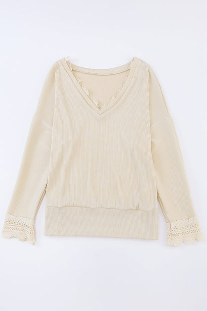 Avery Lace Trim Tee - Apricot