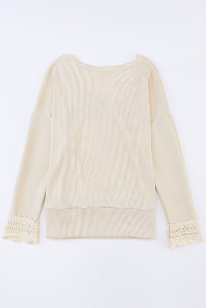 Avery Lace Trim Tee - Apricot