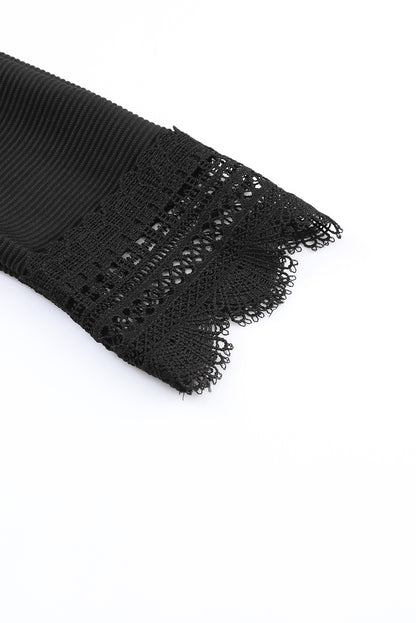 Avery Lace Trim Tee - Black