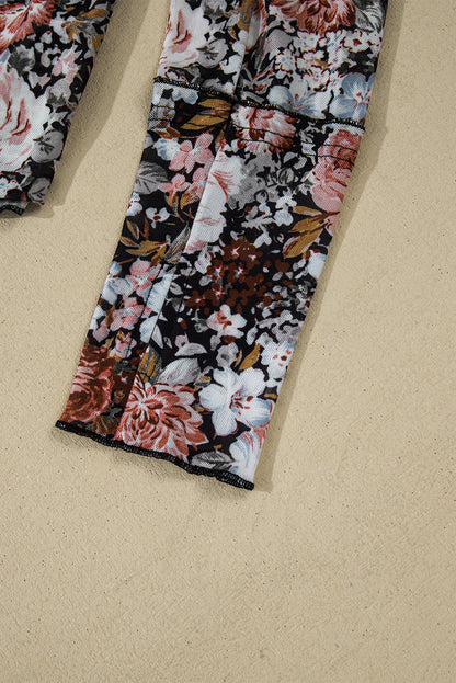Logan Floral Mesh Mockneck Top