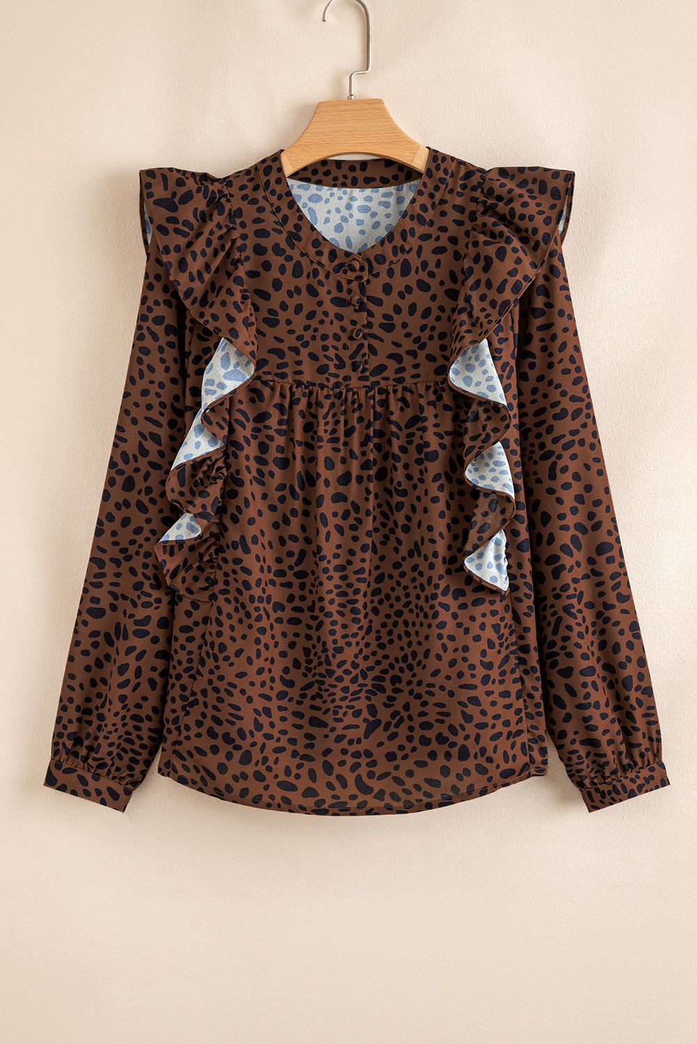 Sandra Leopard Ruffle Blouse
