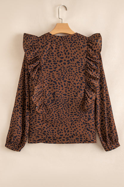 Sandra Leopard Ruffle Blouse