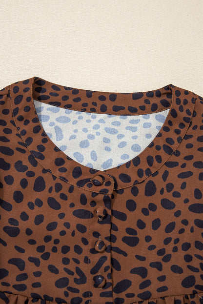 Sandra Leopard Ruffle Blouse