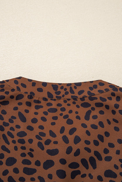 Sandra Leopard Ruffle Blouse