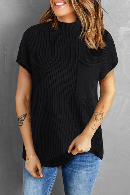 Delia Short Sleeve Sweater - Black