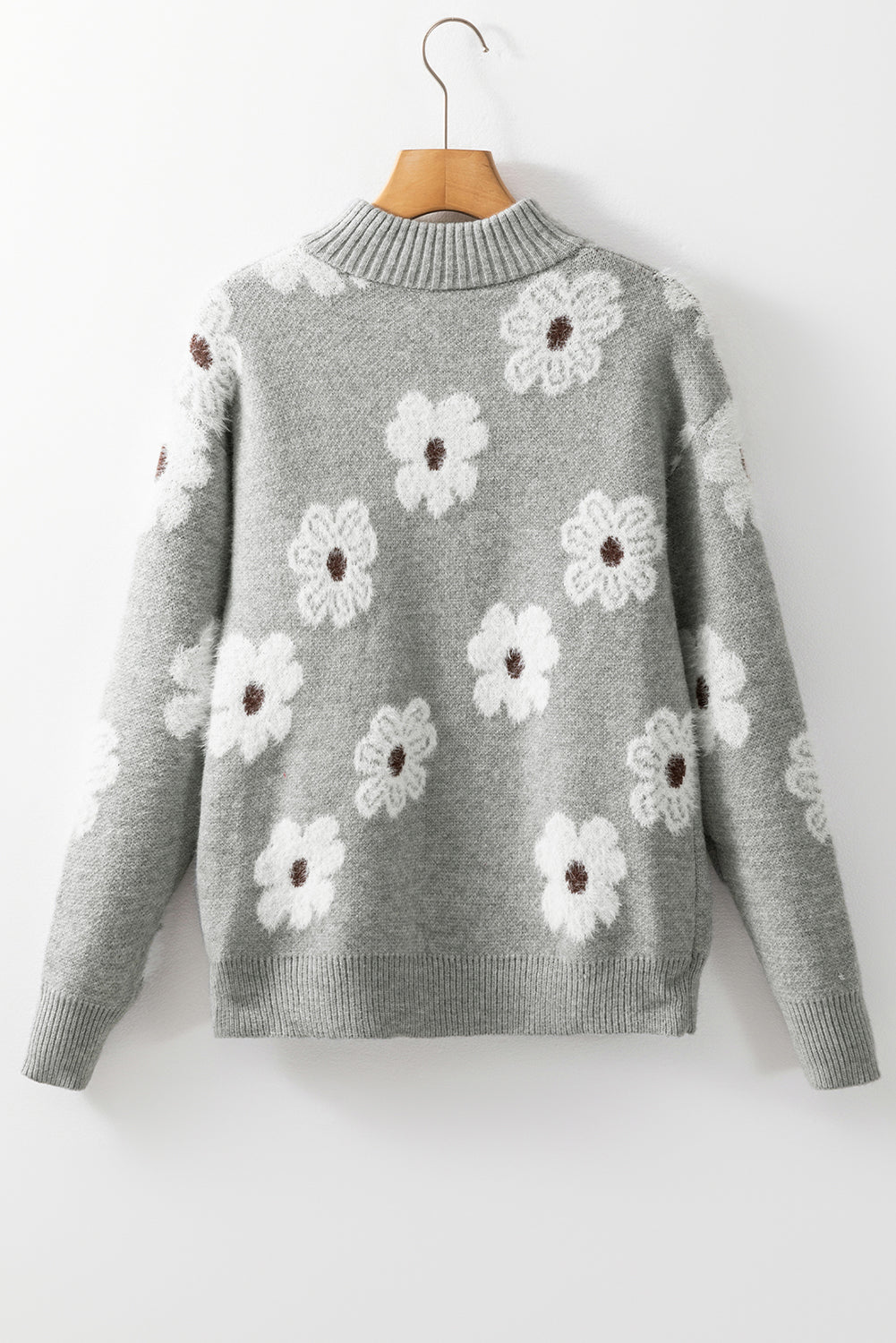 Jensen Floral Zip-Up Sweater - Grey