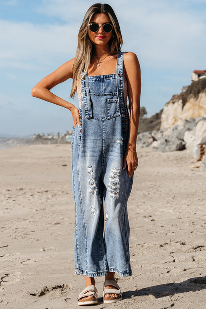 Stone Distressed Denim Bibs