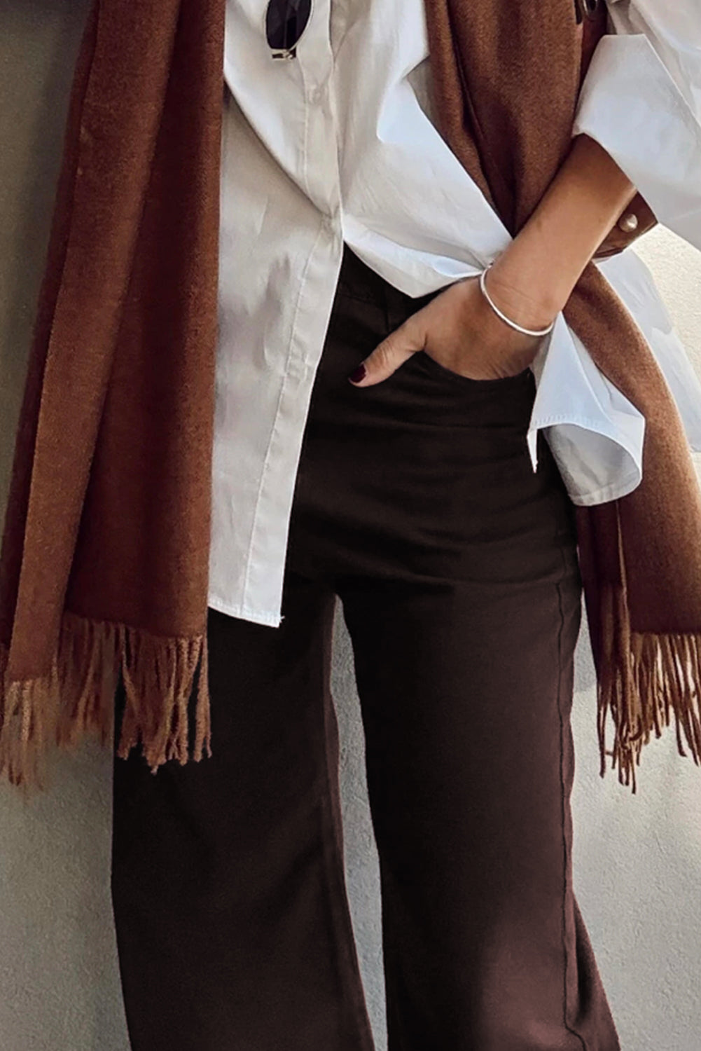 Vivian Straight Leg Denim Jeans - Coffee