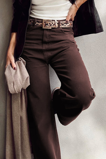 Vivian Straight Leg Denim Jeans - Coffee