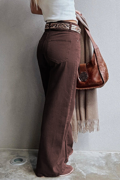Vivian Straight Leg Denim Jeans - Coffee