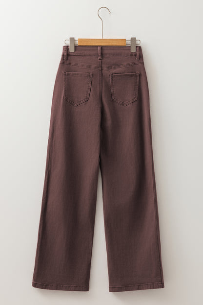 Vivian Straight Leg Denim Jeans - Coffee