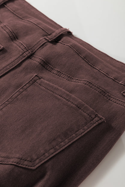 Vivian Straight Leg Denim Jeans - Coffee