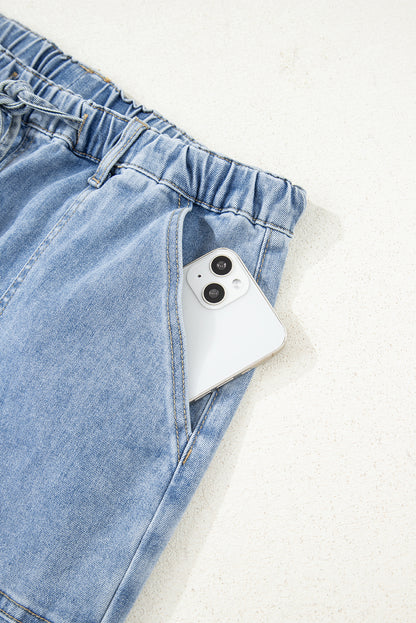Beau Drawstring Wide Leg Denim Pants