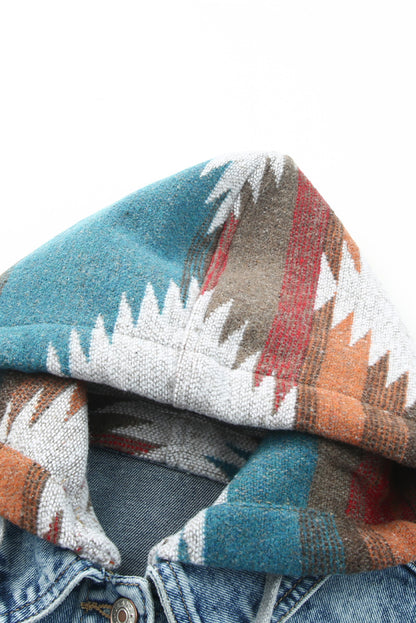 Arabella Aztec Frayed Denim Jacket