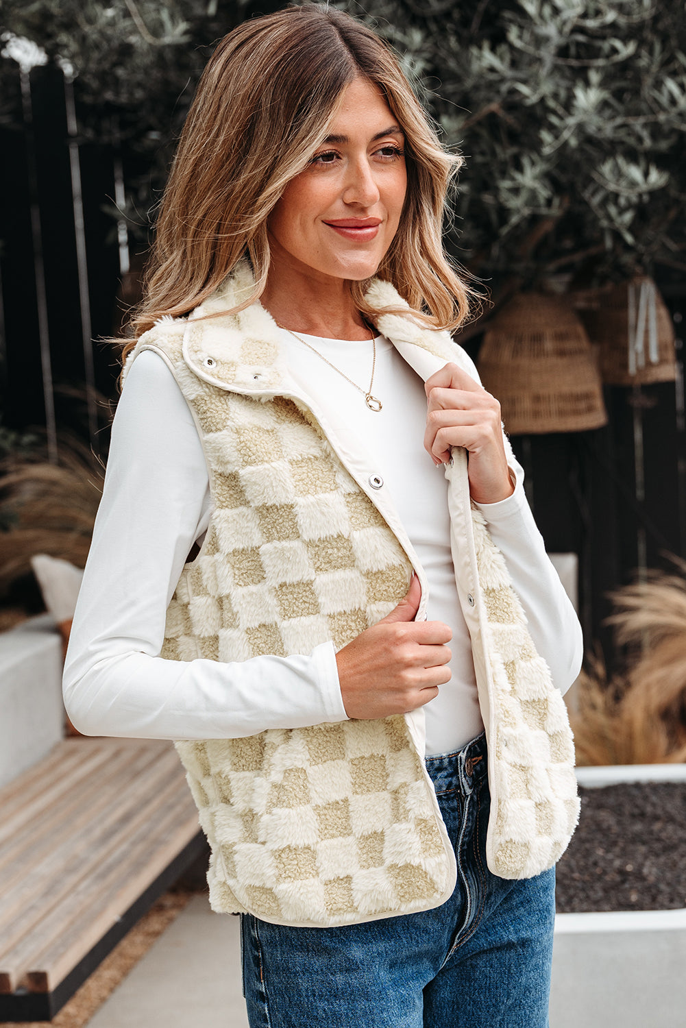 Chase Checkerboard Sherpa Vest