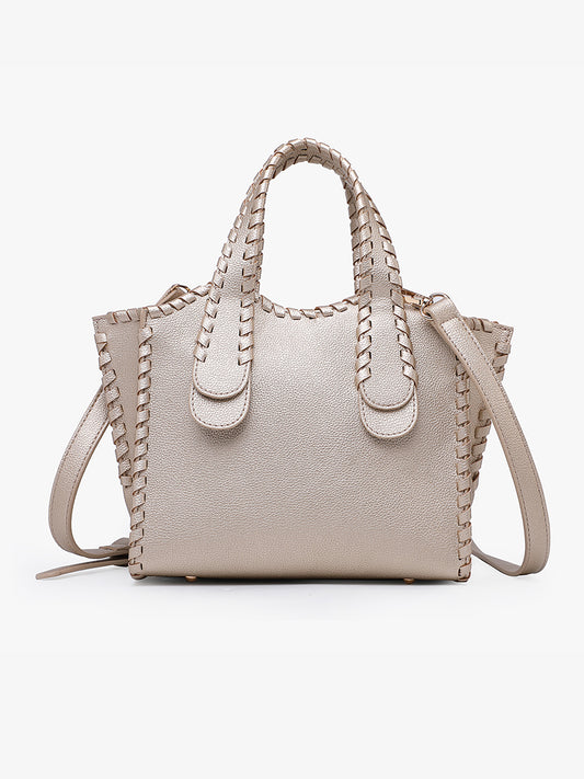 Marla Whipstitch Shaped Satchel - Gold
