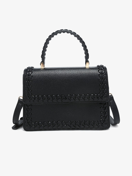 Lanier Whipstitch Structured Crossbody Bag - Black