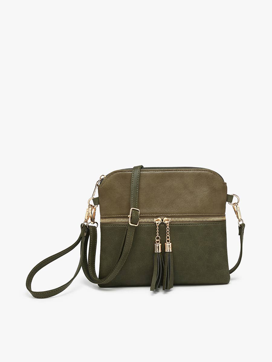 Tara Double Zip Crossbody - Green