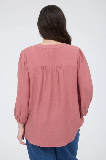 Pleated Charm Tie-Front Blouse