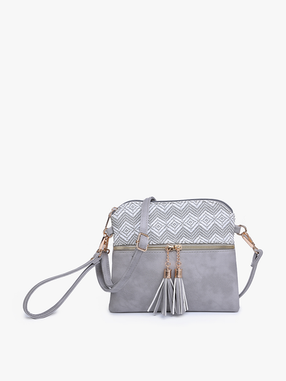 Tara Double Zip Crossbody - Cocoa Pearl