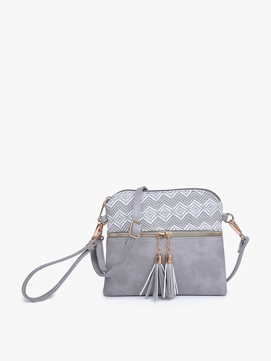 Tara Double Zip Crossbody- Cow