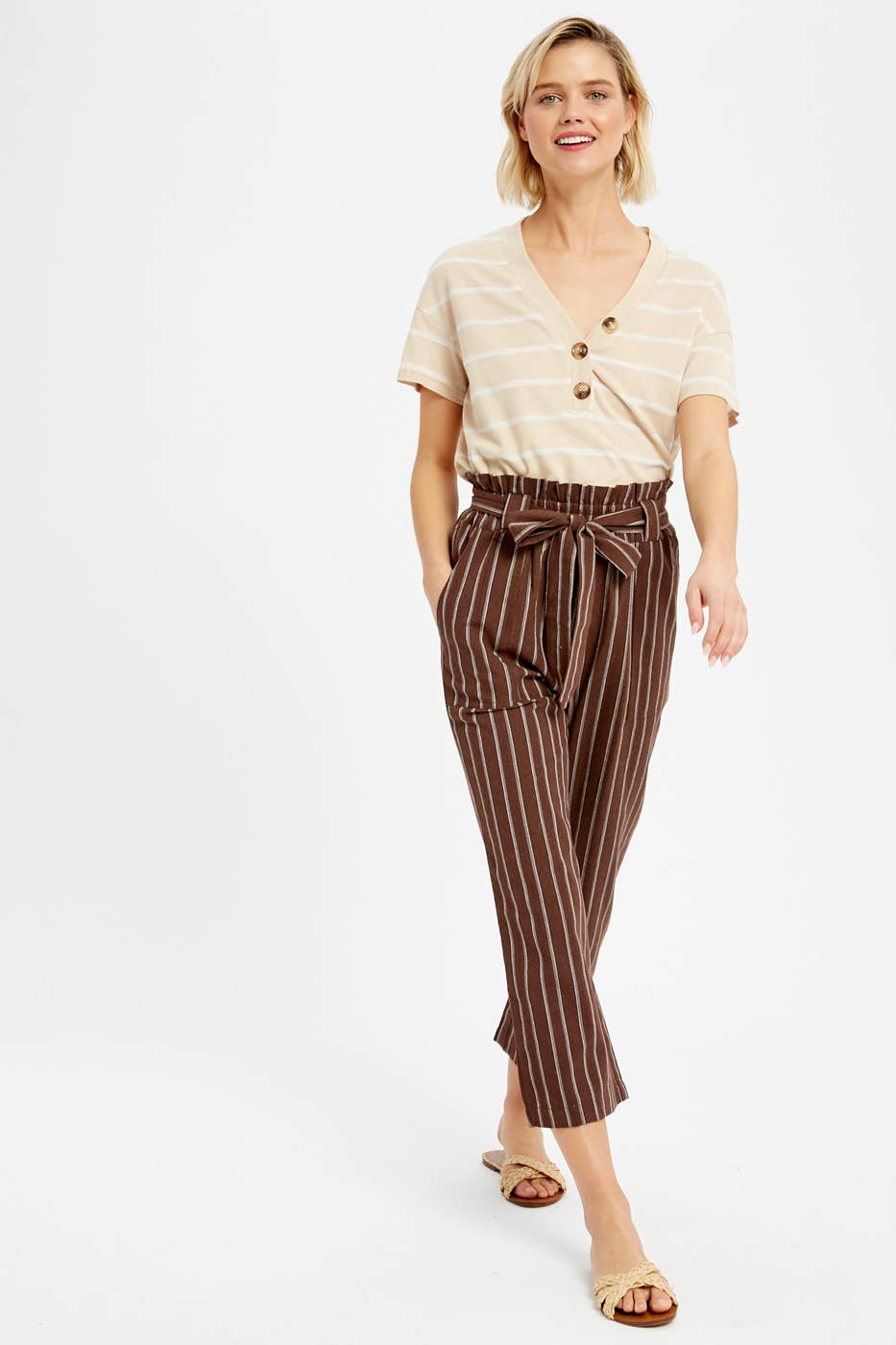 Kelly Button V-Neck Tee