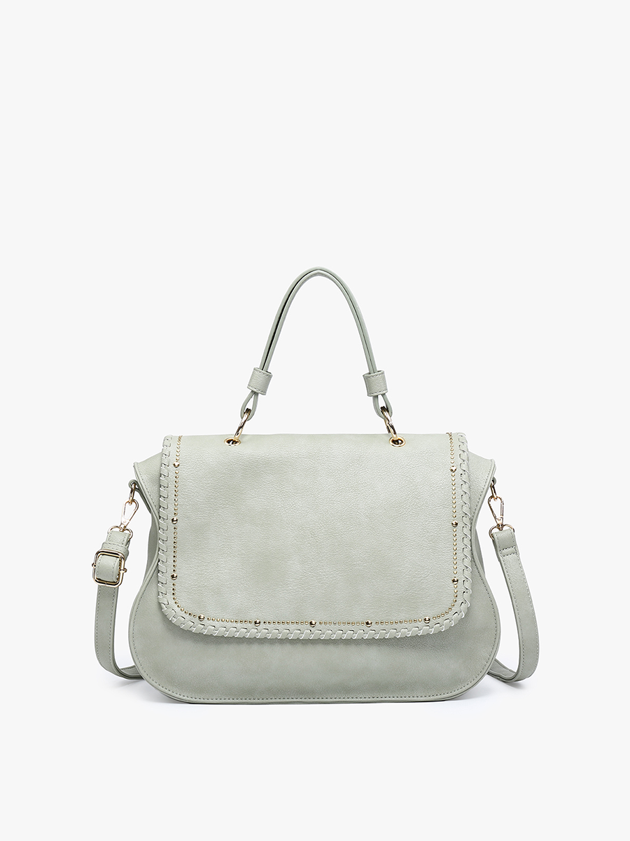 Cricket Studded Flapover Hobo Bag - Blue